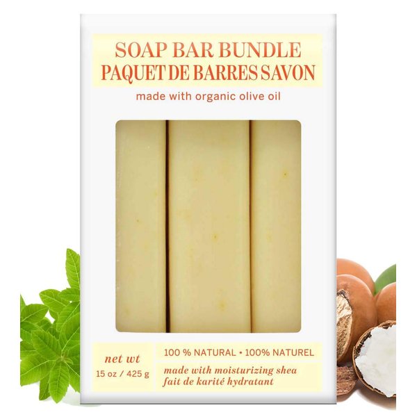 Olivia Care Moisturizing Bar Soap Pack by 100% Natural & Organic Infused with Verbena, Shea Butter & Turmeric Deep Clean, Refreshing, Moisturizing & Hydrating Verbena Shea (Pack of 3)