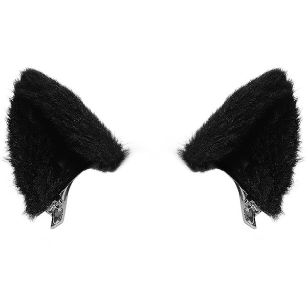 Luwint Cat Ears Hair Clips Furry Cat Barrettes Headwear Cute Black Catwomen Hairpin Accessory for Halloween Costume Dress Anime Cosplay Party Favors