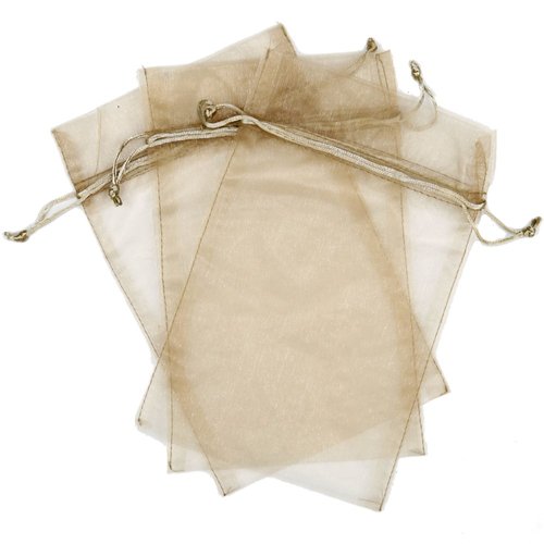 30 Designer Organza Fabric Gift Bags and Gift Pouches Party Gift Bags Tan Beige 5.5" x 9"