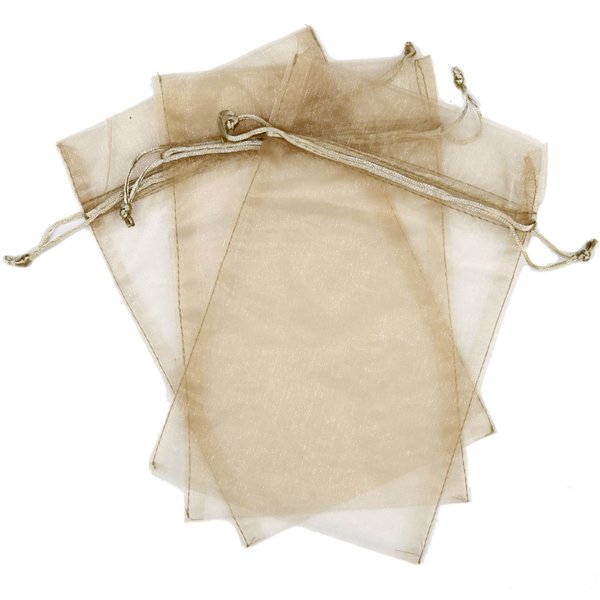 30 Designer Organza Fabric Gift Bags and Gift Pouches Party Gift Bags Tan Beige 5.5" x 9"
