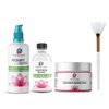 Planet Eden 30% Glycolic Acid Chemical Skin Peel Kit + Glycolic Acid Pre-Peel Cleanser + Antioxidant Recovery Cream + Treatment Fan Brush