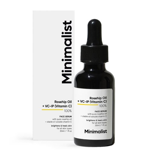 Minimalist Pure Rosehip Oil with Vitamin C Face Serum for Glowing Skin | Facial Oil For Men & Women | 30 ml