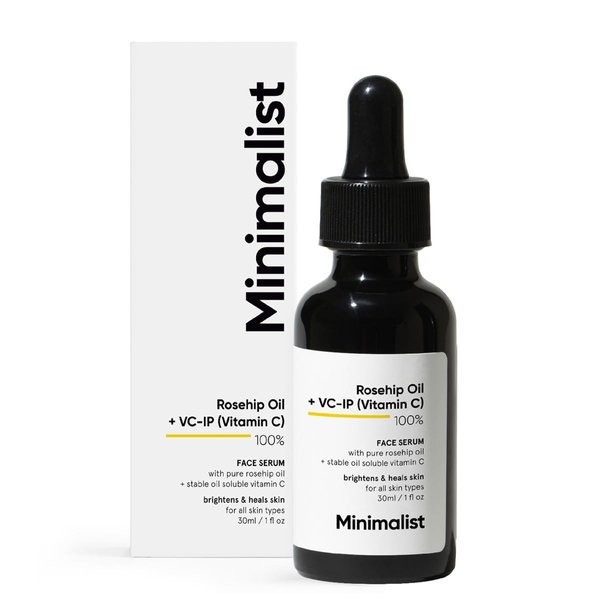 Minimalist Pure Rosehip Oil with Vitamin C Face Serum for Glowing Skin | Facial Oil For Men & Women | 30 ml