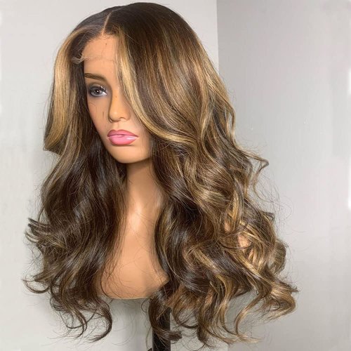 oulaer Hair 13x4 Body Wave Wig Highlight Blonde Brown Human Hair Lace Front Wigs For Black Women Glueless Wigs Pre Plucked With Baby Hair Brazilian Remy Hair 150 Density 18 Inch