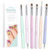 AIMEILI Nail Art Brushes Acrylic Nail Brush Design Pen Set for Gel Nail Polish Painting, Nail Extension Gel Builder Nail Gel Brush, Nail Art Liner Brush and Nail Dotting Pen DIY Manicure