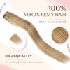 KiiKiiGirl Virgin Microlink Hair Extensions - Human Hair,22inch Micro link Hair Extensions Human Hair Micro Beads Hair Extensions Human Hair Blonde Highlighted Bleach Blonde 30G/Pack