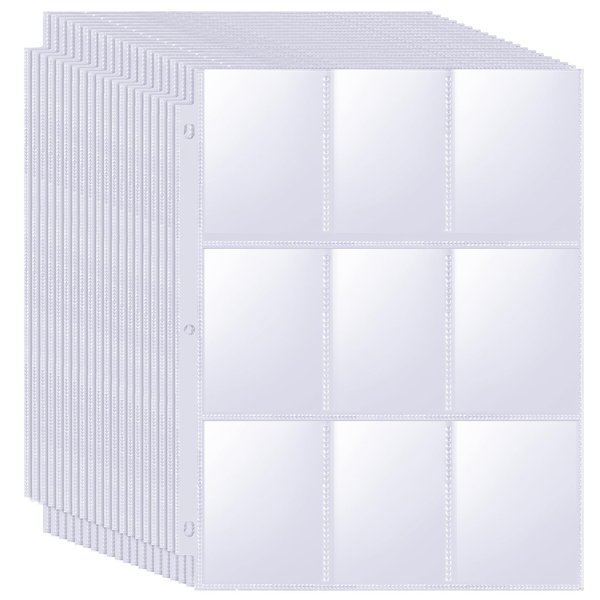 MaxGear 9-Pocket Baseball Card Sleeves, Double-Sided Trading Card Sleeves Pages for 3 Ring Binder, 540-Pockets Baseball Card Protectors for Sports Cards, Coupon, Game Cards, Business Cards, 30 Pack