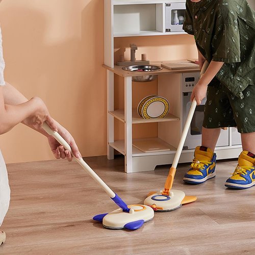 SCKTYZS Kids Cleaning Toy for Toddlers, Kids Mop Set for Kids for Play, Pretend Home Cleaning Play Game, Mini Cartoon Airplane Rotating Sweep Mop for Boys and Girls Ages 3+…