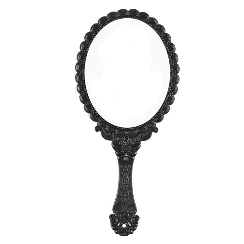 XPXKJ Hand Mirror Vintage Handheld Mirror with Handle Vanity Makeup Mirror Travel Mirrors (Black, Oval)