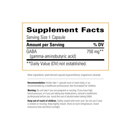 Integrative Therapeutics GABA - Supplement to Support Brain Nerve Cell Functions* and Health - Gluten-Free, Dairy-Free & Vegan Amino Acid Supplement - 750 mg, 60 Capsules