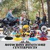 EmmgHen 9 Pcs Dirt Bike Party Centerpieces Motorcycle Motocross Racing Cross Country Themed Honeycomb Centerpieces 3D Table Toppers Decor Party Decorations Supplies for Boys Men Birthday Baby Shower