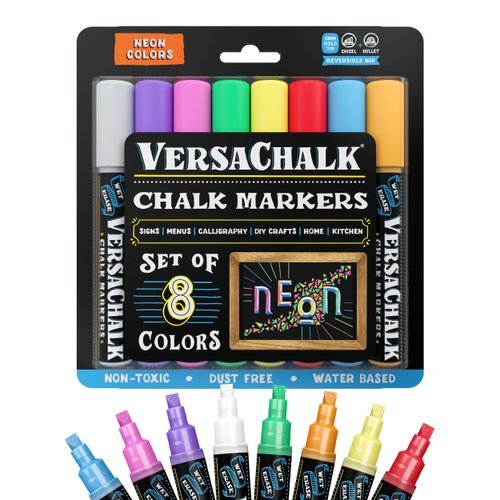 Neon Chalk Marker for Chalkboard Liquid Pen 8 Pack 5mm Bold Tip Erasable and Washable