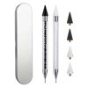 2 Pack Rhinestone Picker Tool with 4 Wax Tips, Wax Pencil for Rhinestones, Dual-Ended Nail Dotting Tool, Rhinestone Applicator Tool for DIY Nail Art (Black, White)