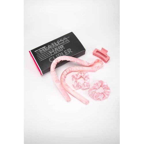 Generic Portable Heatless Curling Rod Headband Silk Sleeping Hair Roller Wave No Heat silk Hair curler, white pink