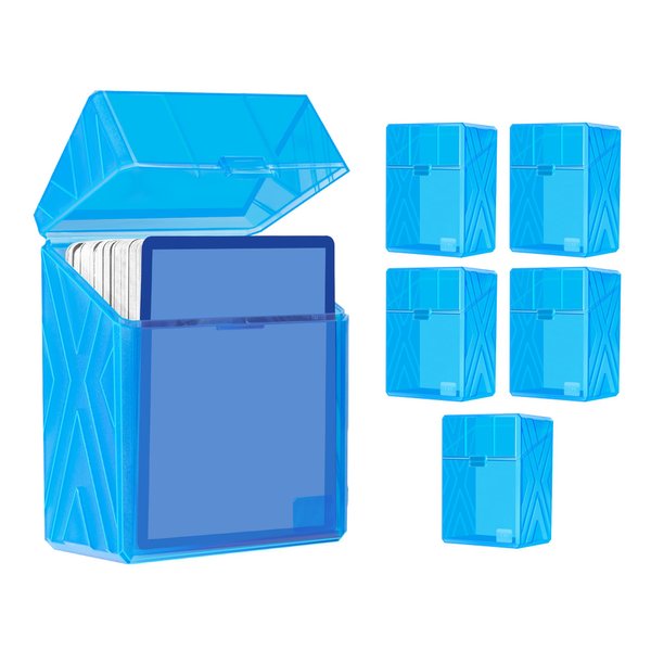 RHCOM 6-Pack Card Case, Plastic Card Case for Trading Cards, Sturdy Card Organizer for 90+ Sleeve Cards, Card Organizer for MTG, Sports Cards(Blue)