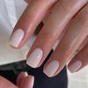 24PCs Press On Nails, Short Square Medium Shape, Solid Dark Color Fake Nails, Stick on Nails Glue on Nails Short Coffin False Nails (Ivory)
