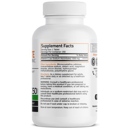 Sodium Ascorbate Non Acidic Vitamin C 1000 Mg Tablets - Gentle On The Stomach - Immune System Booster - Powerful Antioxidant - Non GMO Vitamin C Supplement, 250 Count