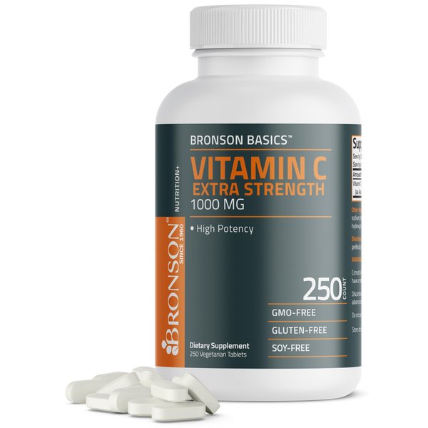 Bronson Vitamin C 1000mg Extra Strength, Supports a Healthy Immune System, High Potency, Non-GMO, 250 Vegetarian Tablets