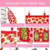 Terossy Rabbit Hay Feeder, Hanging Guinea Pig Hay Feeder Bag for Bunny Chinchilla Hamster with Back Hooks, 2 Holes, 9.8x11.4Inch