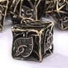 AUSTOR Metal DND Dice Set 7 Pieces Leaf DND Dice Hollow Polyhedral Dice D20 D12 D10 D% D8 D6 D4 Metal Dice with Metal Box for Dungeons & Dragons RPG Board Games (Antique Bronze)