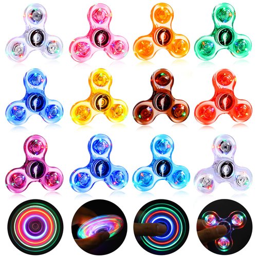 Gigilli Fidget Spinners 12 Pack, Easter Gifts Easter Basket Stuffers Party Favors, LED Light Up Bulk Fidget Spinners Goodie Bag Stuffers, Glow in The Dark Party Supplies Classroom Prizes Return Gifts