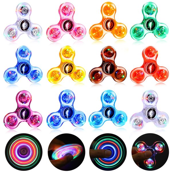 Gigilli Fidget Spinners 12 Pack, Easter Gifts Easter Basket Stuffers Party Favors, LED Light Up Bulk Fidget Spinners Goodie Bag Stuffers, Glow in The Dark Party Supplies Classroom Prizes Return Gifts