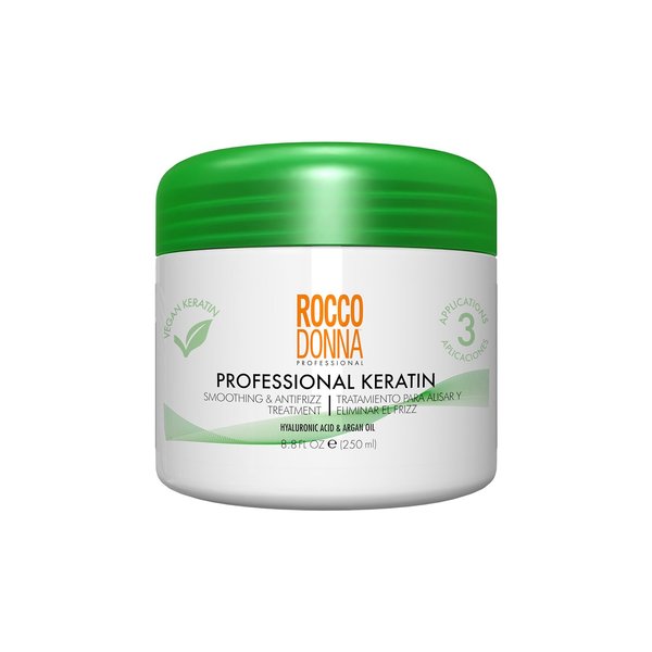 Rocco Donna Professional Vegan Keratin for Smoothing & Anti Frizz Treatment | Hyaluronic Acid and Argan Oil | Formaldehyde Free and 100% Vegan | 8.8 oz.