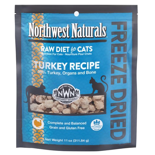Northwest Naturals Freeze-Dried Turkey Cat Food - Bite-Sized Nibbles - Healthy, Limited Ingredients, Human Grade Pet Food, All Natural - 11 Oz (Packaging May Vary)