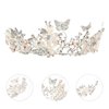 Lurrose Baroque Wedding Crown Butterflies Flowers Bridal Baroque Queen Crown Crystal Birthday Tiara Bridal Headpiece for Women and Girls