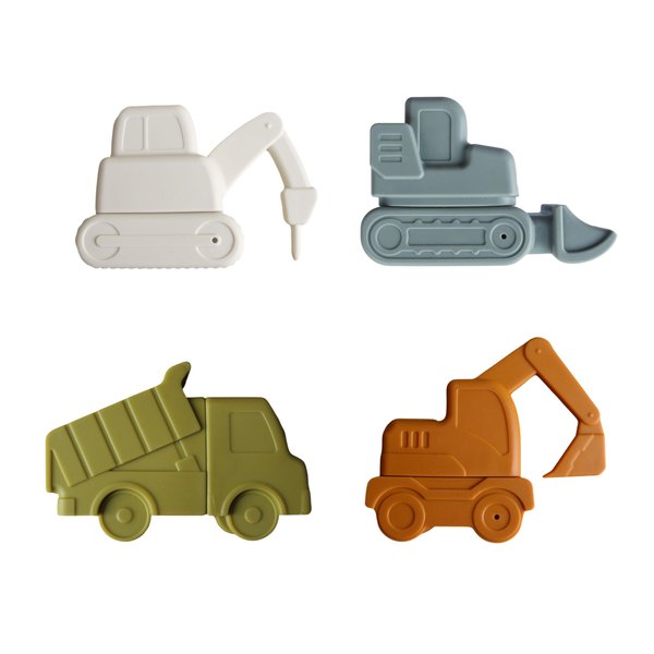Marlowe & Co Silicone Vehicle Construction Bath Toy Set for Babies and Toddlers, Bathtub and Pool Toys for Toddlers, Dishwasher Safe Squeeze Bath Toys, 4 Piece Gift Set (Earth Multi Mix)