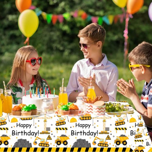 118 Pcs Construction 4th Birthday Decor Construction Four Years Old Paper Dinner Plates Napkins Forks Cups Tablecloth Banner Dinnerware for Dump Truck Theme Fouth Bday Party Supplies Decorations