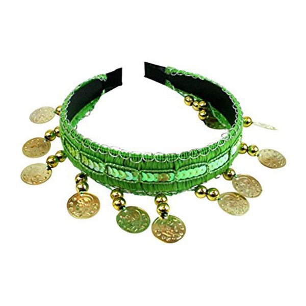 AK-Trading LIME Belly Dance Tribal Gold Coins Headband Gypsy Jewelry Halloween Costume