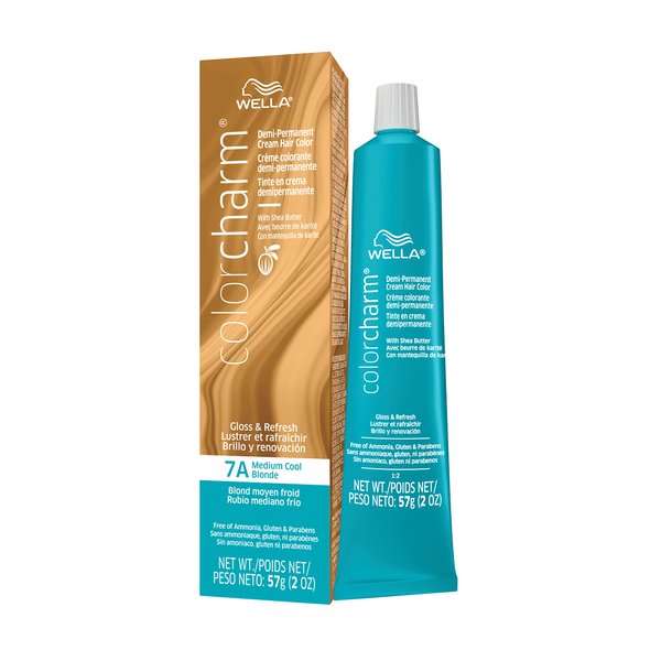 WELLA Color Charm Demi Permanent Hair Color, 7A Medium Cool Blonde 2 oz