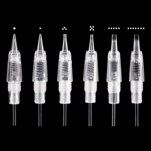 10PCS Permanent Makeup Clear Needle Cartridges for Eyebrow Eyeliner Tattoo Machine (1R)