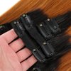 Clip in Hair Extensions Remy Human Hair Ombre Straight Hair Silky Thick Real 100% Human Hair For Black Women Virgin Hair 8Pcs Total of 18 Clips 140g（18Inch，#1B/30 Brown）