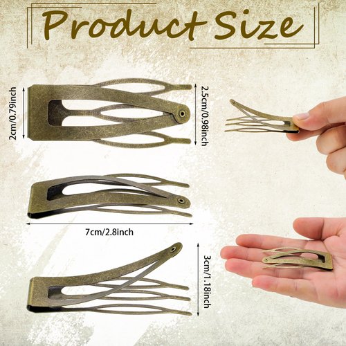 Chinco 24 Pcs Double Grip Hair Clips Metal Snap Hair Clips Women Hair Barrettes for Hair Making, Salon Supplies (Ancient Bronze,2.8 Inch)
