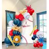 Baseball Theme Balloon Garland Arch Kit 126Pcs navy blue red black white and almond with foil star balloons for Sports rookie year 1st birthday party baseball baby shower supplies decorations