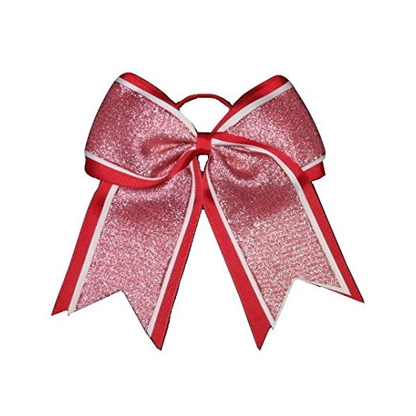 NEW "SHIMMER Red" Cheer Bow Pony Tail 7 Inch Girls Hair Bows Cheerleading Dance Practice Football Games School Uniform Competition Grosgrain Ribbon Christmas Valentine's Day