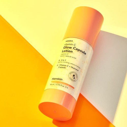 Hanskin Vitamin C Glow Capsule Face Moisturizer, Boost Radiance and Even Skin Tone, with Vitamin B and Niacinamide, Brightening Korean Skin Care, 2.7 fl oz.