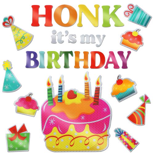 Frienda 27 Pieces Birthday Car Decoration Magnets Reflective Automotive Birthday Magnets Car Magnets Colorful Happy Birthday Magnets for Cars Refrigerator Metal Surface Decoration