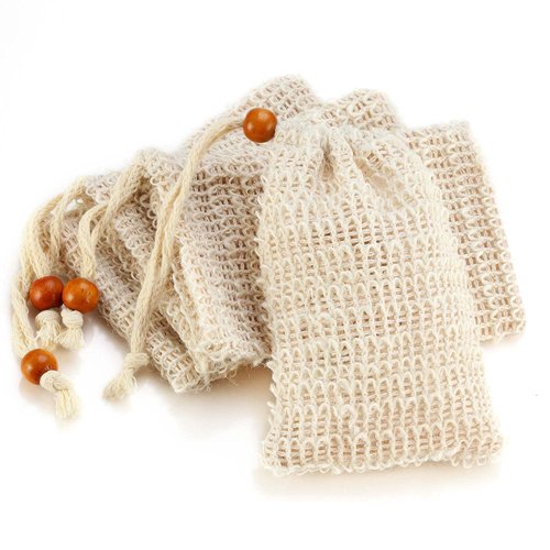 AMAHOMESA Soap Bag, Natural Sisal 4 Pack - Exfoliating Foaming Soap Holder for Shower, Plastic-Free Soap Saver, Quick Drying Soap Pouch