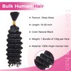 Lashey Human Braiding Hair Deep Wave Bulk Human Hair for Braiding 100% Virgin Hair Bulk No Weft Human Hair Extensions For Boho Braids Knotless Box Braid 100g One Bundle/Pack Natural Black 20 Inch