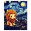 Cute Lion Acrylic Paints for Home Wall Decor, Starry Night Landscape Oil Painting Gift Acrylic Paint for Beginner, Animal DIY Painting by Numbers for Adults(16×20inch, No Frame)