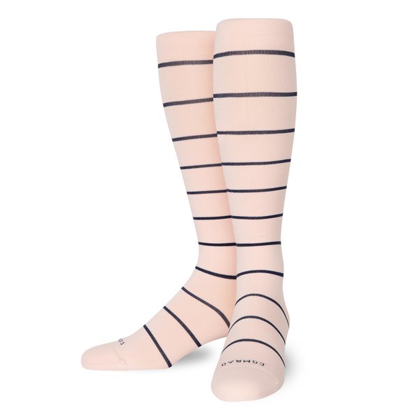 Comrad Nylon Knee High Socks - 15-20mmHg Graduated Compression Socks, (Medium, Rose/Navy) - Soft & Breathable Support Socks for Men, Pregnant Women, Nurses, Home, Work, & Travel
