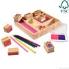 Melissa & Doug Wooden Stamp Set: Friendship - 9 Stamps, 5 Colored Pencils, and 2-Color Stamp Pad