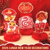 DTOFOOT 10 Pcs Chinese New Year Decoration, 2025 Lunar New Year Honeycomb Centerpieces for New Years Eve Party Red and Gold Table Toppers Centerpieces for Party Supplies