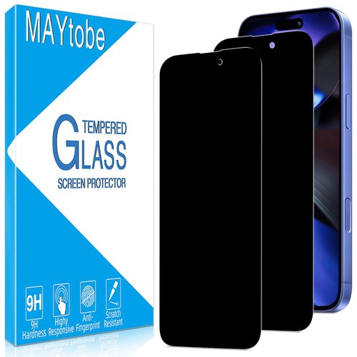 MAYtobe [2-Pack Privacy Screen Protector Designed for iPhone 16 Tempered Glass, Anti Spy, No Bubbles, Anti Scratch, Easy to Install