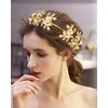 LOYALLOOK 5Sets Grecian Goddess Costume Accessories Set Greek Leaf Headband Coil Bracelet Artificial Pearl Earrings Golden Leaves Bridal Hair Comb for Women Wedding Party