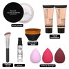 Foundation Liquid Full Coverage Matte Oil Control Concealer with Face Primer & Makeup Brush & Makeup Sponges