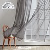 MISS SELECTEX Linen Look Pom Pom Tasseled Sheer Curtains - Rod Pocket Voile Semi-Sheer Curtains for Living and Bedroom, Set of 2 Curtain Panels (52 x 95 inch, Dark Grey)